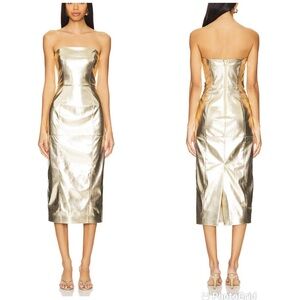 Camila Coelho Nari Midi Dress in Gold New with Tags!